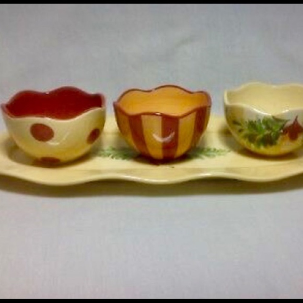 SLAH Siena Tidbit Bowls Set of 3 with Tray EUC - Picture 16 of 16